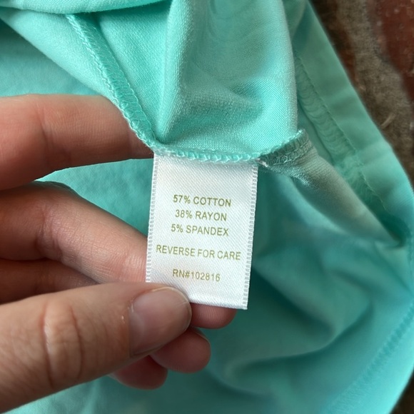 Garnet Hill Faux Wrap Aqua Blue Short Sleeve T-shirt Dress - Picture 3 of 5